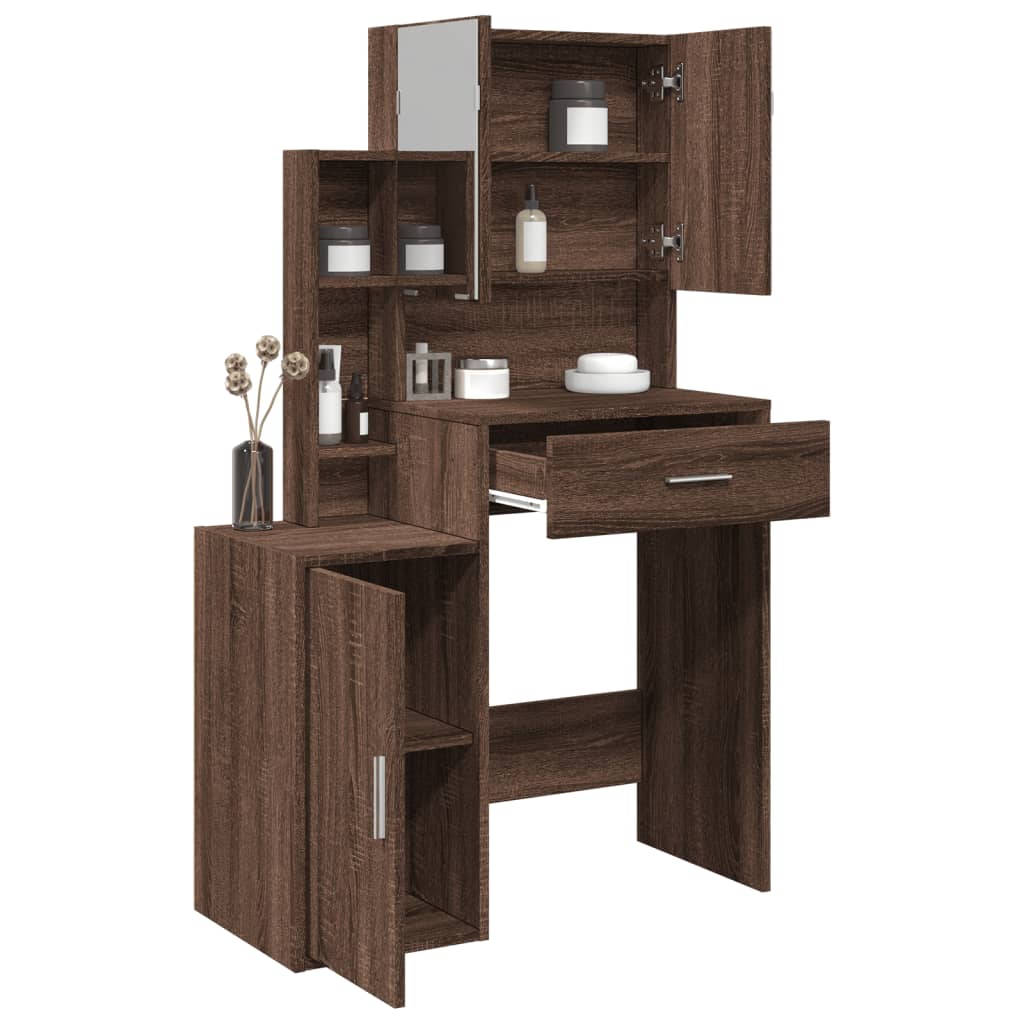 Dressing table with cabinet brown oak look 80x35x132 cm