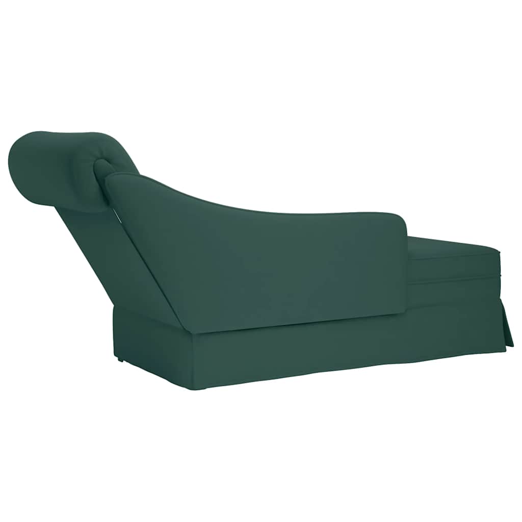 Chaiselongue mit Nackenrolle Rechter Armlehne Dunkelgrün Samt