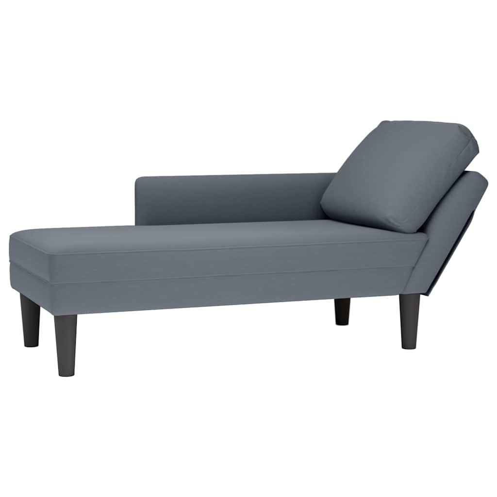 Chaiselongue mit Kissen und Rechter Armlehne Dunkelgrau Samt