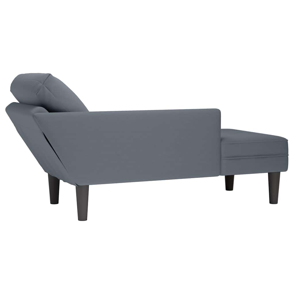Chaiselongue mit Kissen und Rechter Armlehne Dunkelgrau Samt