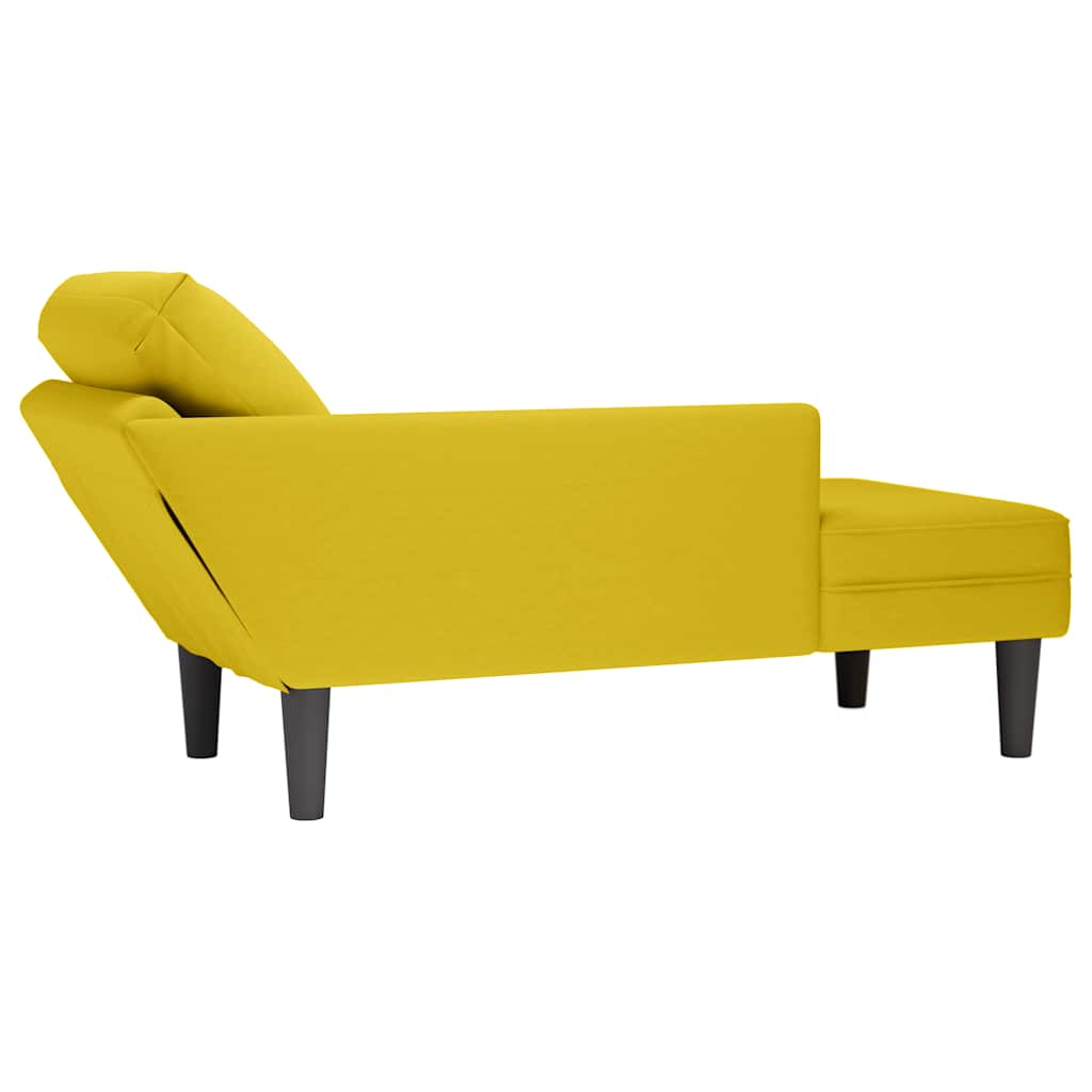 Chaiselongue mit Kissen und Rechter Armlehne Gelb Samt