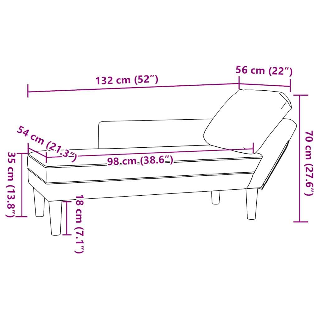 Chaiselongue mit Kissen Dunkelgrau Cordstoff