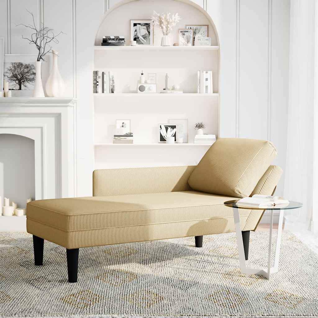 Chaiselongue mit Kissen Graugrün Cordstoff