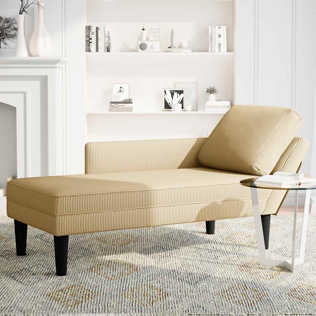 Chaiselongue mit Kissen Graugrün Cordstoff