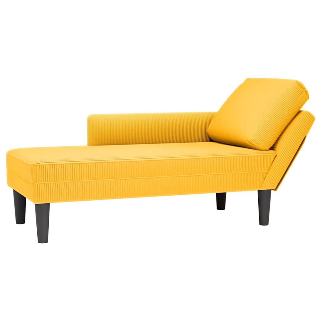 Chaiselongue mit Kissen Hellgelb Cordstoff