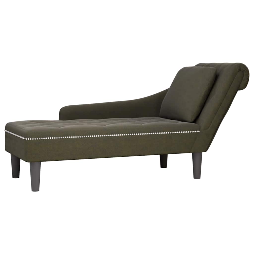 Chaiselongue mit Kissen & Rechter Armlehne Armeegrün Kunstleder