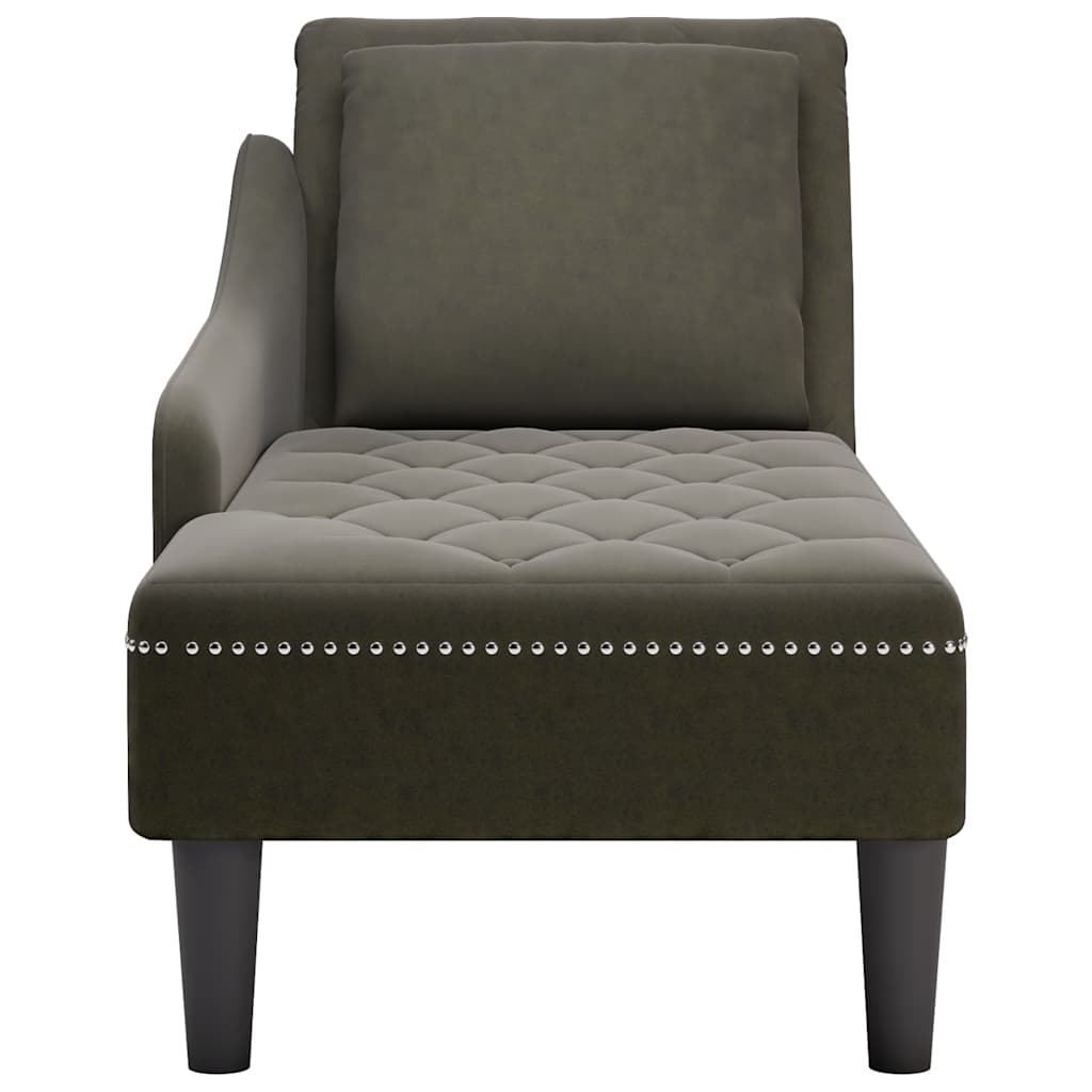 Chaiselongue mit Kissen & Rechter Armlehne Armeegrün Kunstleder