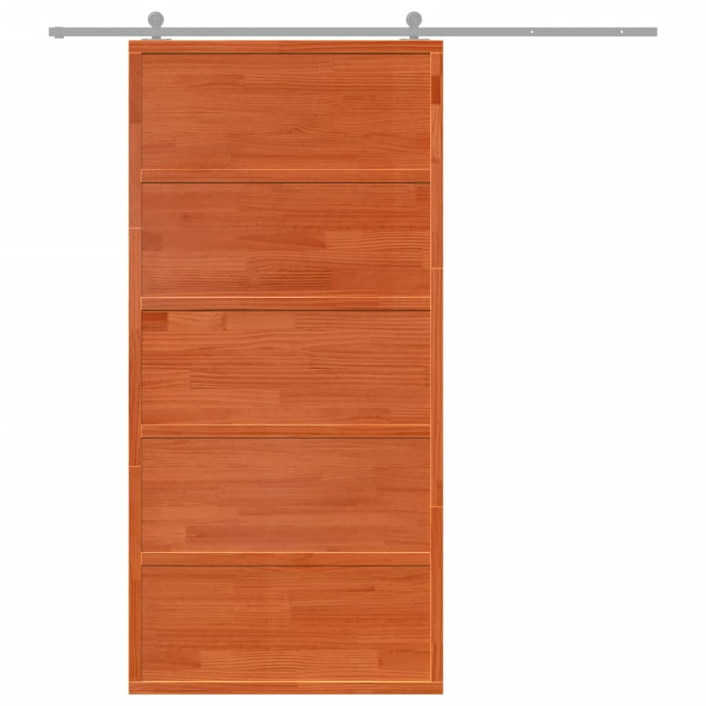 Barn door wax brown 100x208 cm solid pine wood
