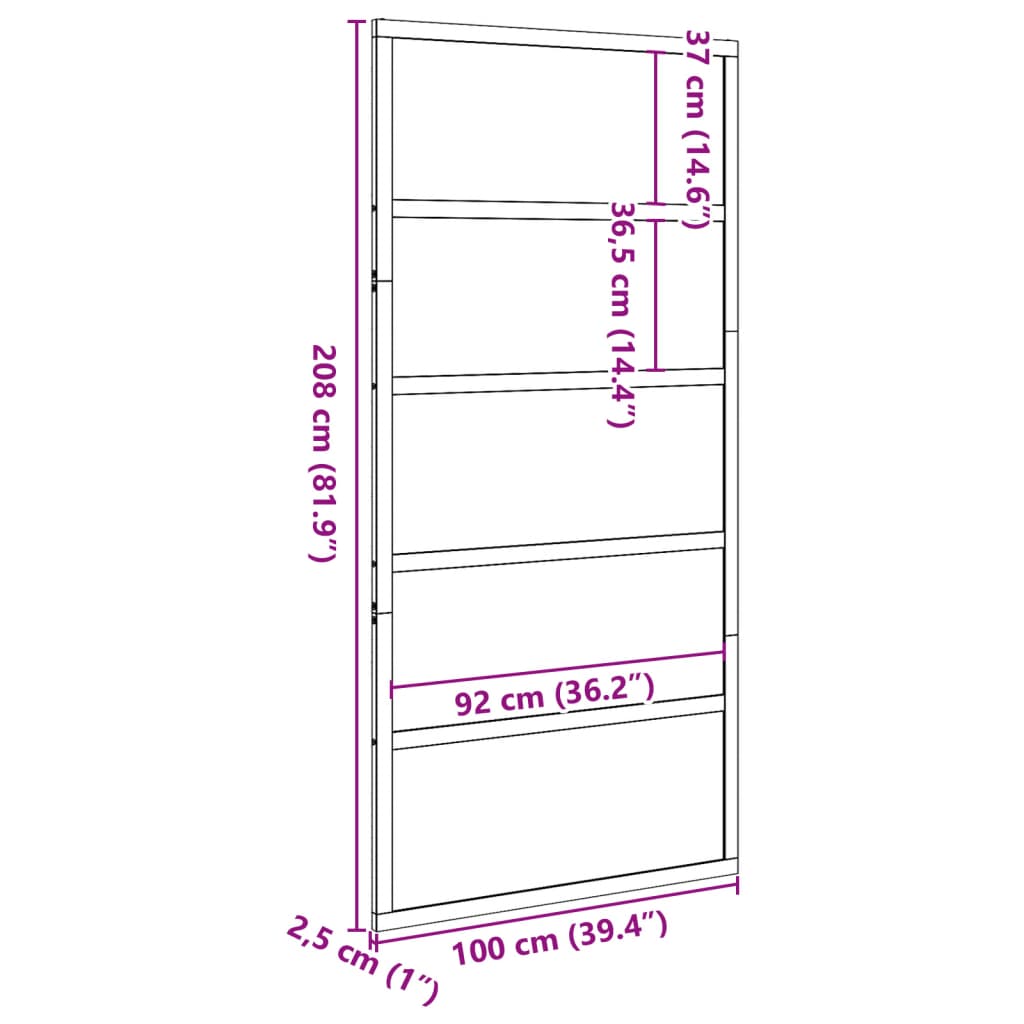Barn door wax brown 100x208 cm solid pine wood