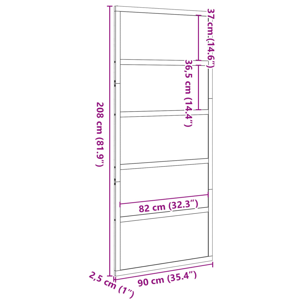 Barn door wax brown 90x208 cm solid pine wood