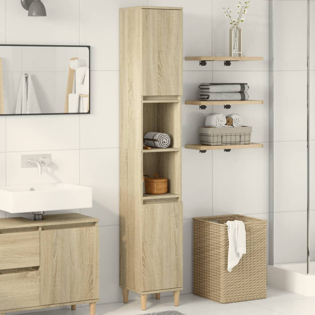 Bathroom Cabinet Sonoma Oak 30x30x190 cm Wood Material