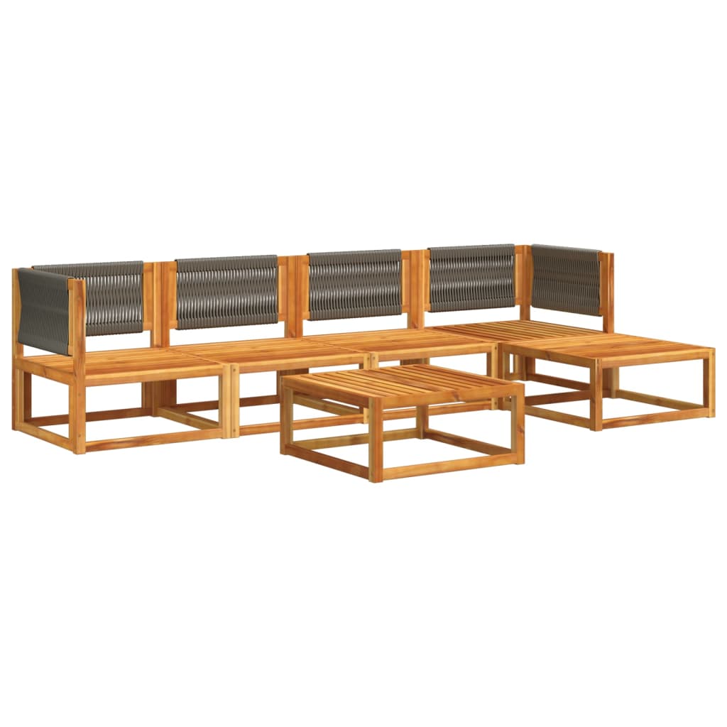 6-tlg. Gartensofa-Set mit Kissen Holz Akazie & Seil