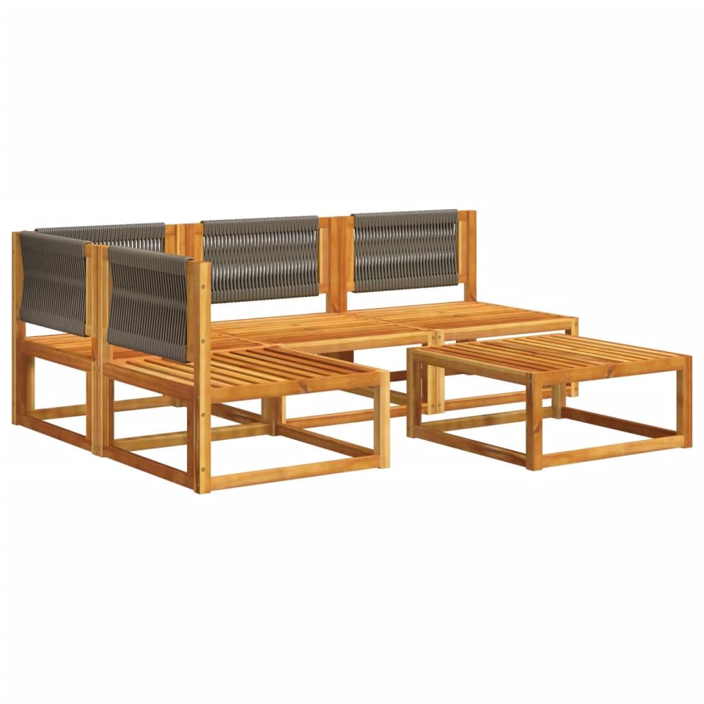 5-tlg. Gartensofa-Set mit Kissen Holz Akazie & Seil
