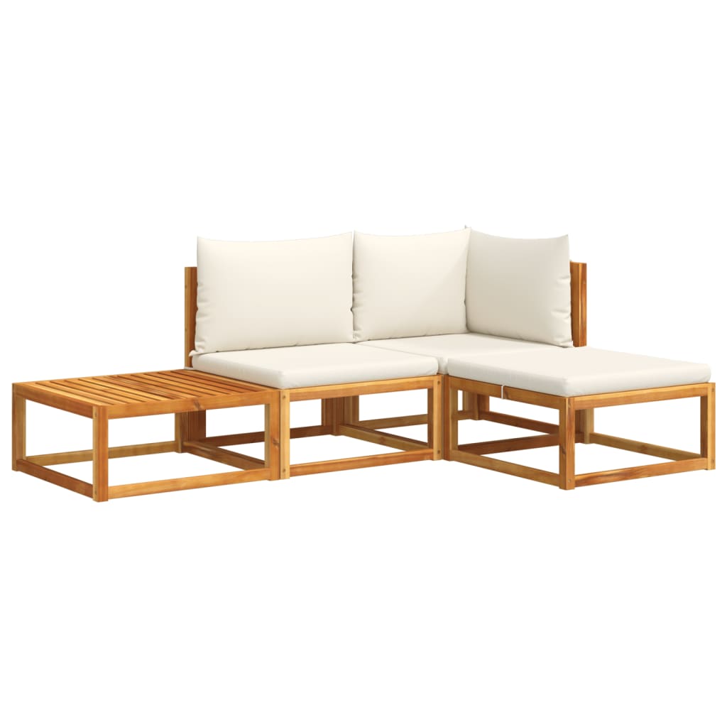 4-tlg. Gartensofa-Set mit Kissen Holz Akazie & Seil