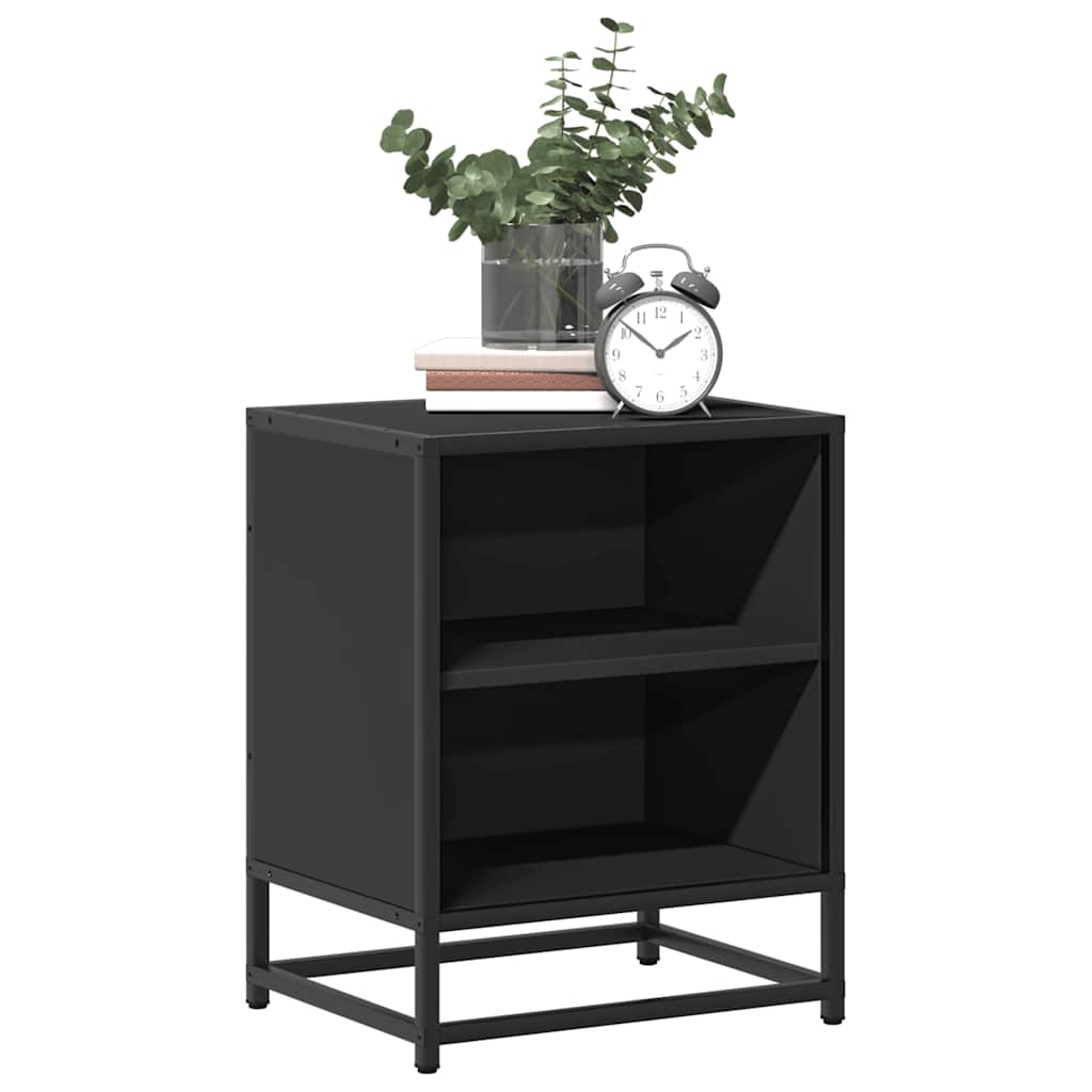 Nachttische 2 Stk. Schwarz 40x31x50 cm Holzwerkstoff und Metall