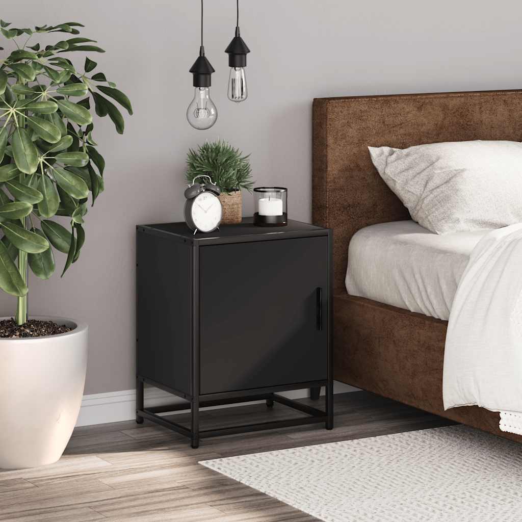 Nachttisch Schwarz 40x31x50 cm Holzwerkstoff und Metall