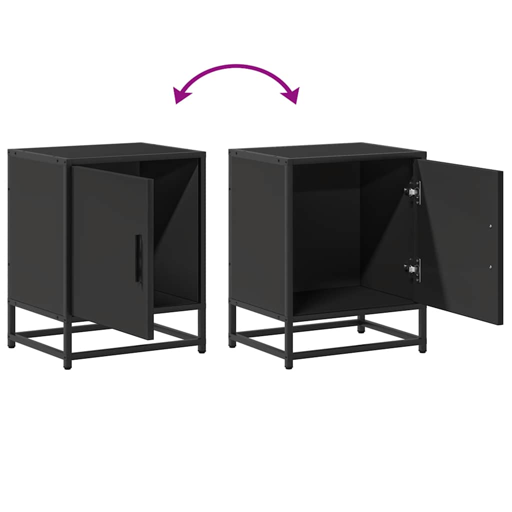 Nachttisch Schwarz 40x31x50 cm Holzwerkstoff und Metall