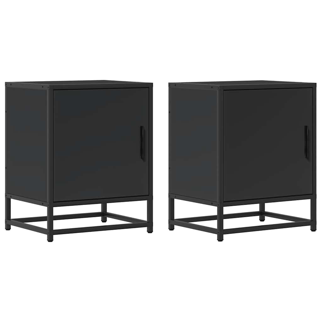 Nachttische 2 Stk. Schwarz 40x31x50 cm Holzwerkstoff und Metall