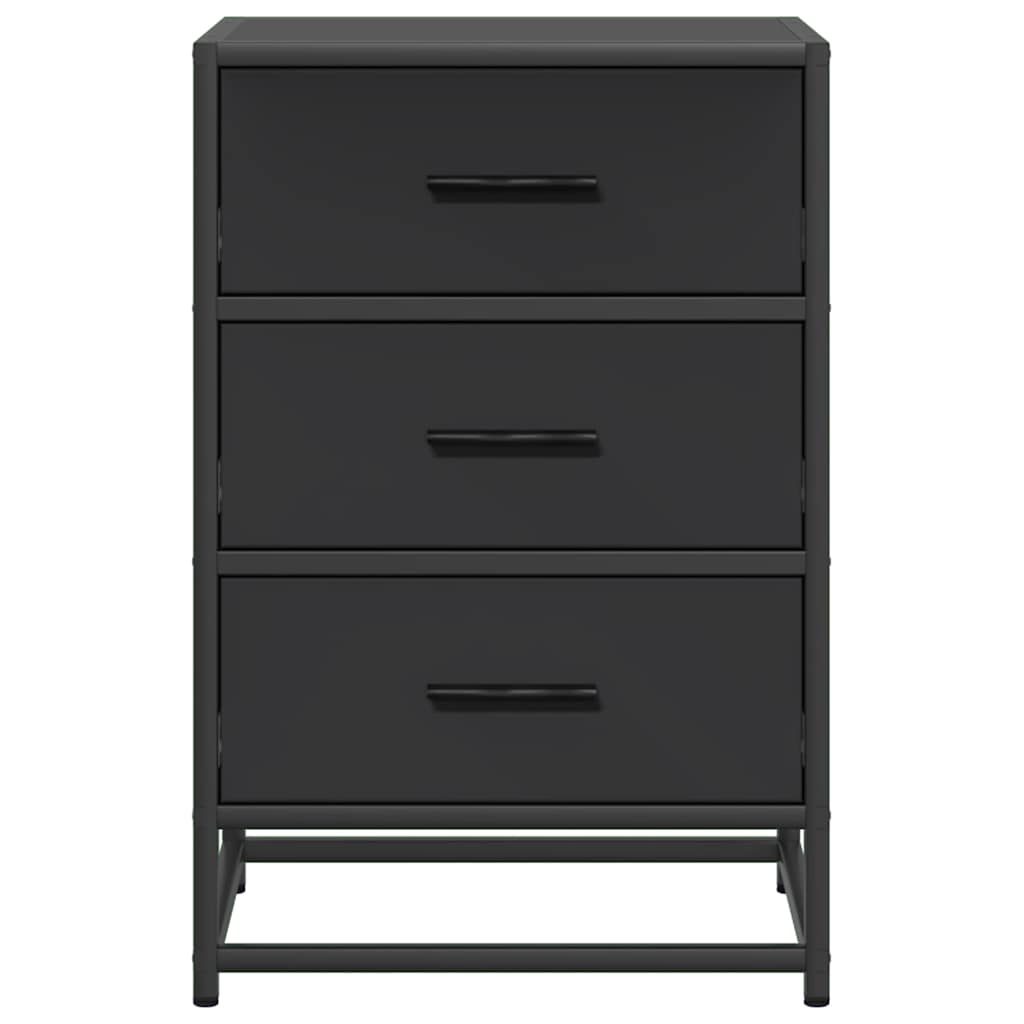 Nachttisch Schwarz 40x34,5x60 cm Holzwerkstoff und Metall