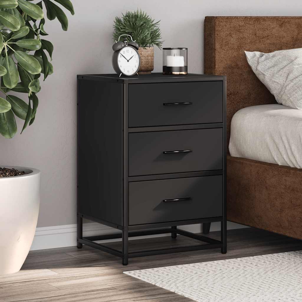 Nachttisch Schwarz 40x34,5x60 cm Holzwerkstoff und Metall