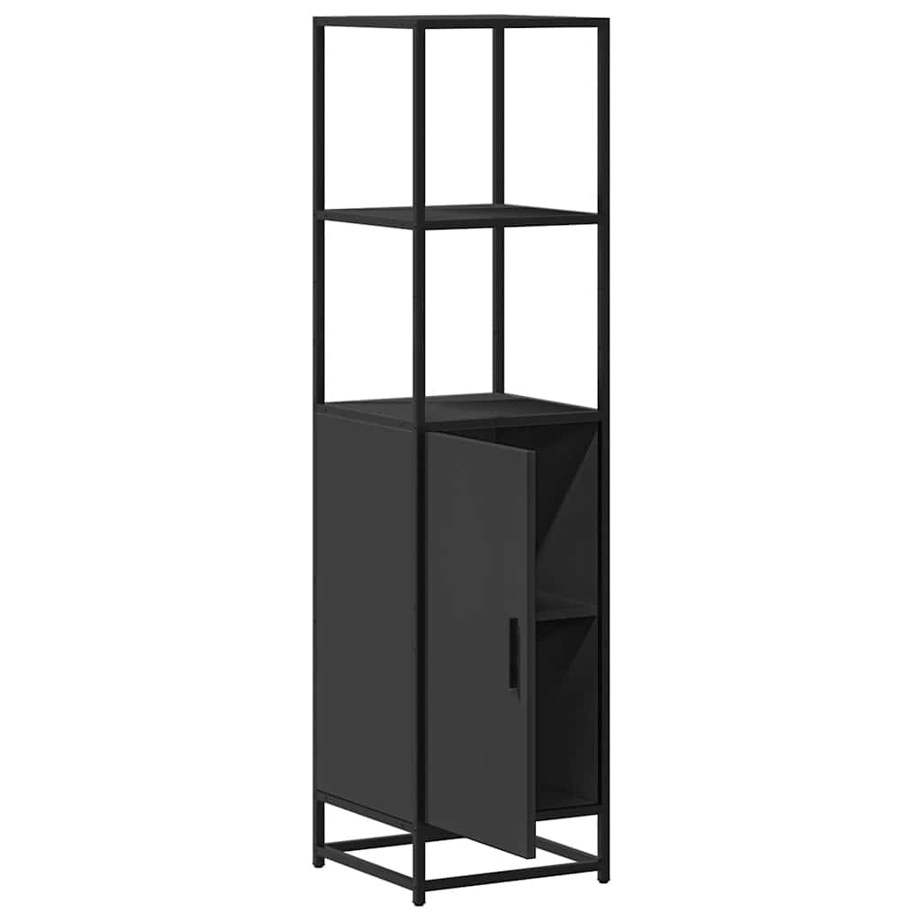 Highboard Schwarz 35,5x35x139 cm Holzwerkstoff und Metall