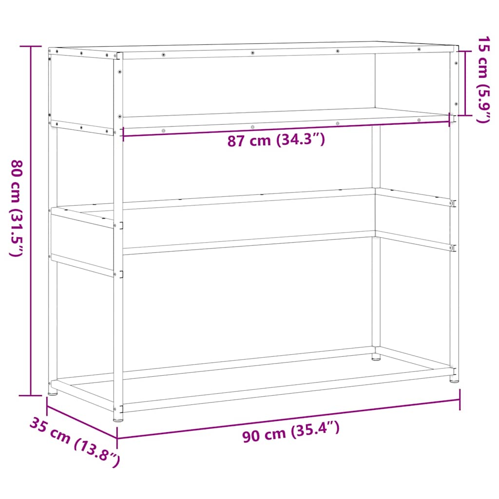 Console Table Grey Sonoma 90x35x80 cm Wood Material
