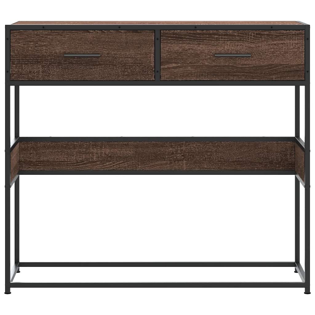Console Table Brown Oak Look 90x35x80 cm Wood Material