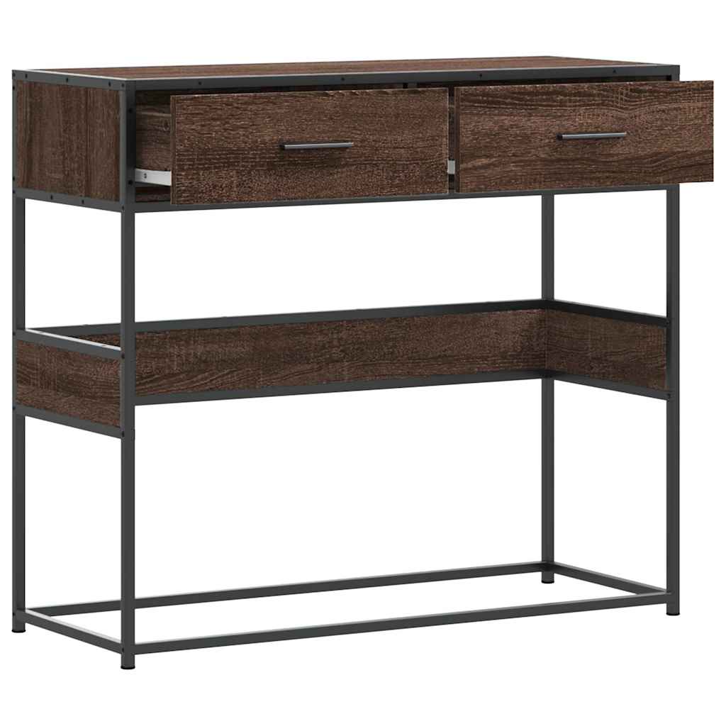 Console Table Brown Oak Look 90x35x80 cm Wood Material