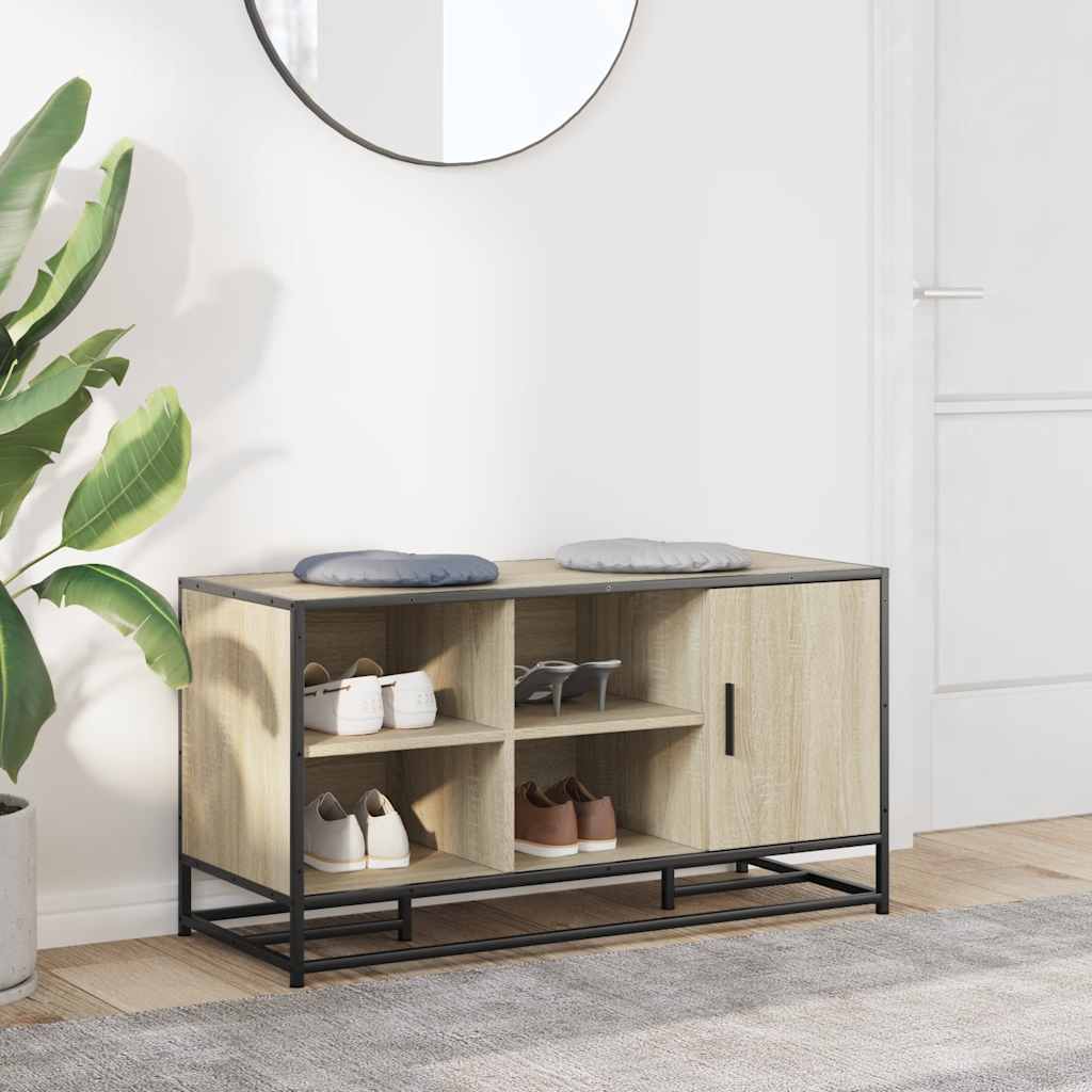 Shoe bench Sonoma oak 100x40x53.5 cm wood material and metal