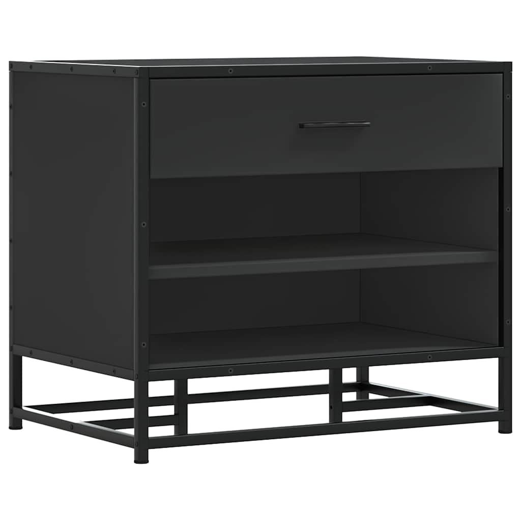 Shoe Bench Black 60x40x53.5 cm Wood Material and Metal