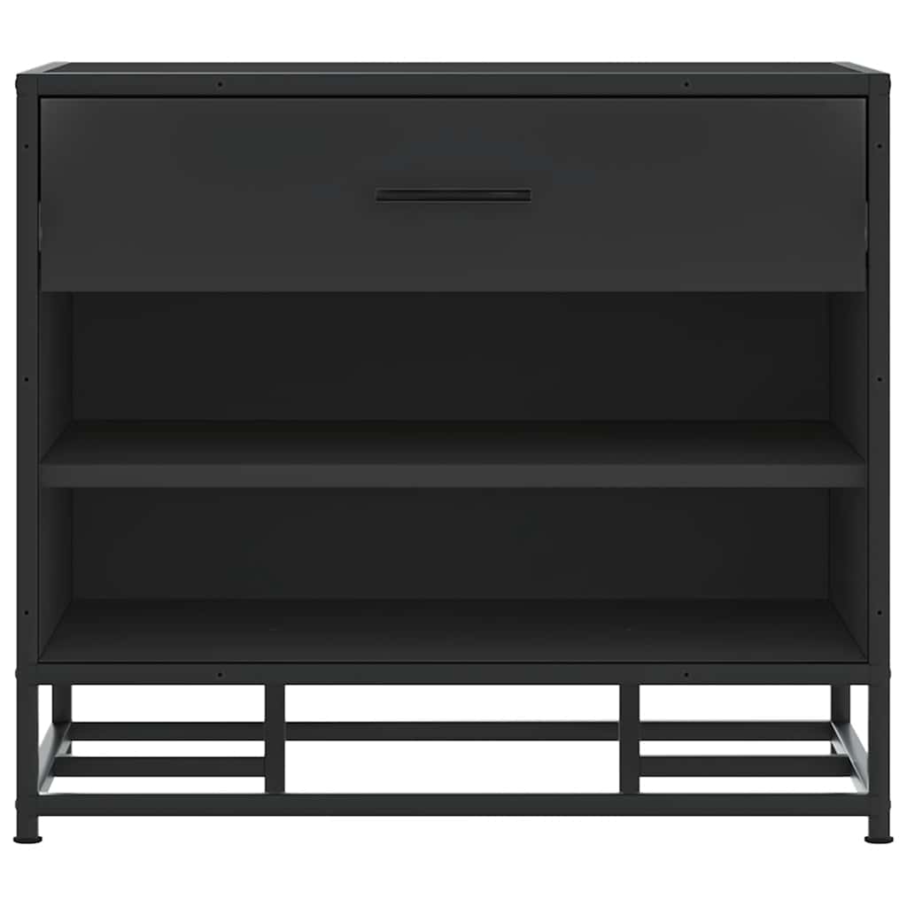 Schuhbank Schwarz 60x40x53,5 cm Holzwerkstoff und Metall
