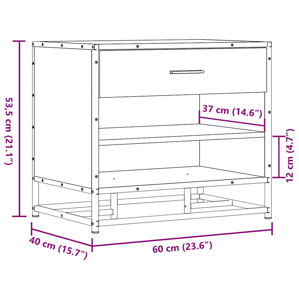 Shoe bench Sonoma oak 60x40x53.5 cm wood material and metal
