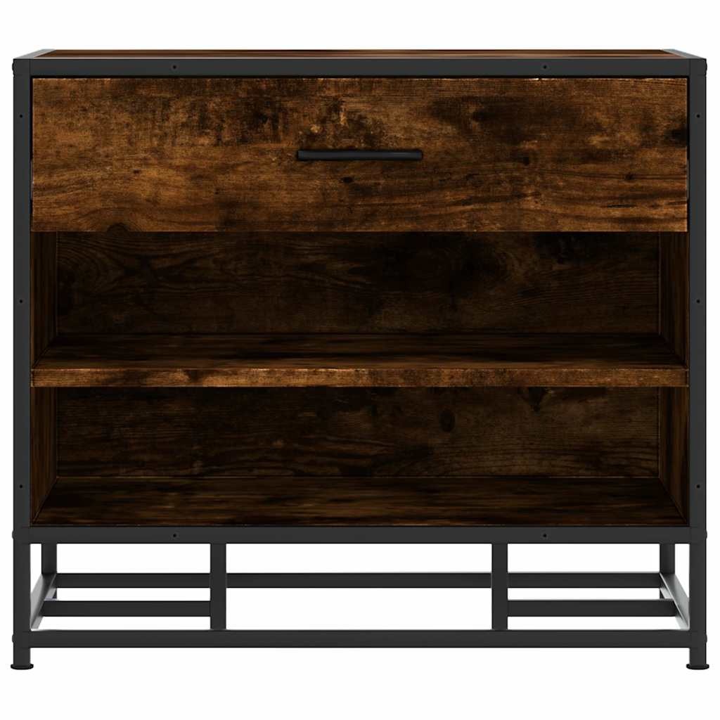 Shoe bench smoked oak 60x40x53.5 cm wood material and metal