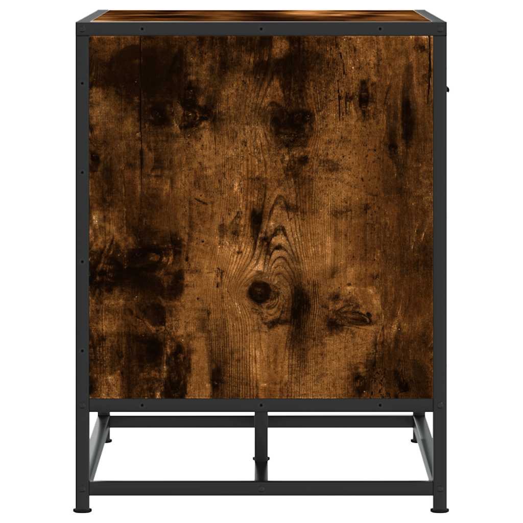 Shoe bench smoked oak 60x40x53.5 cm wood material and metal