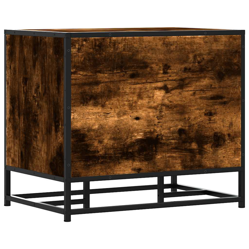 Shoe bench smoked oak 60x40x53.5 cm wood material and metal