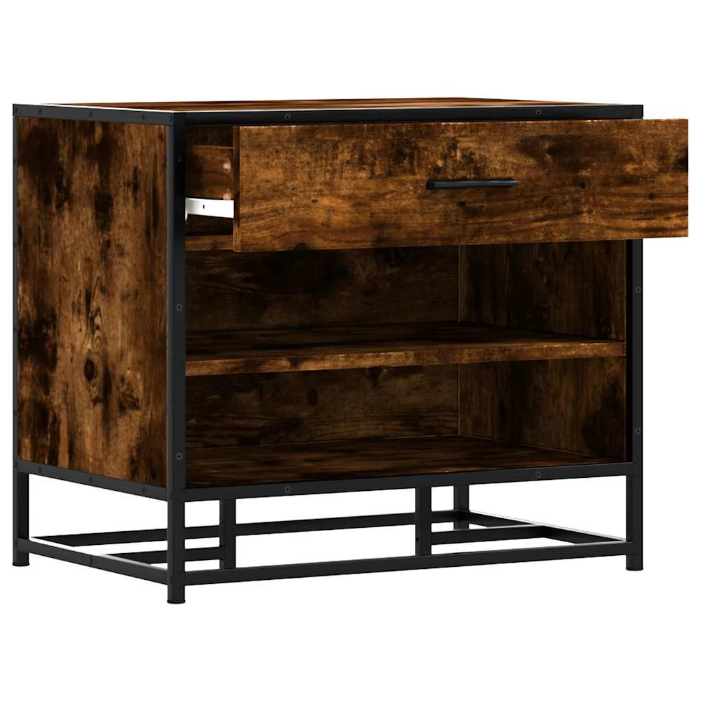 Shoe bench smoked oak 60x40x53.5 cm wood material and metal