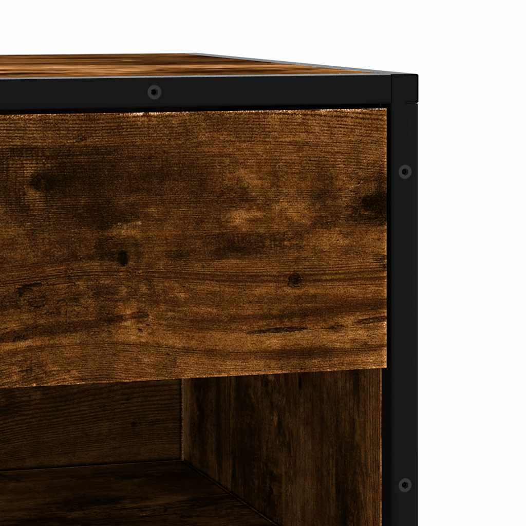 Shoe bench smoked oak 60x40x53.5 cm wood material and metal