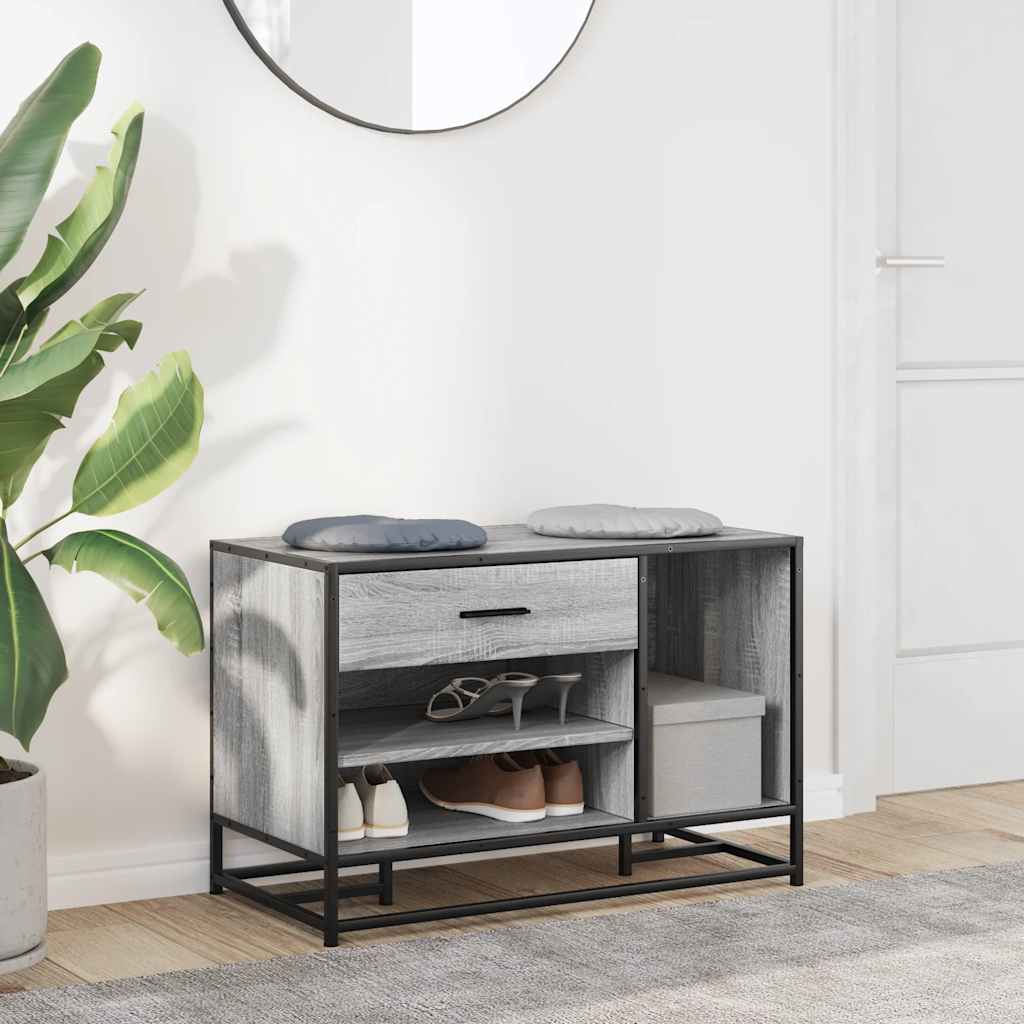 Shoe Bench Grey Sonoma 80x40x53.5 cm Wood Material and Metal