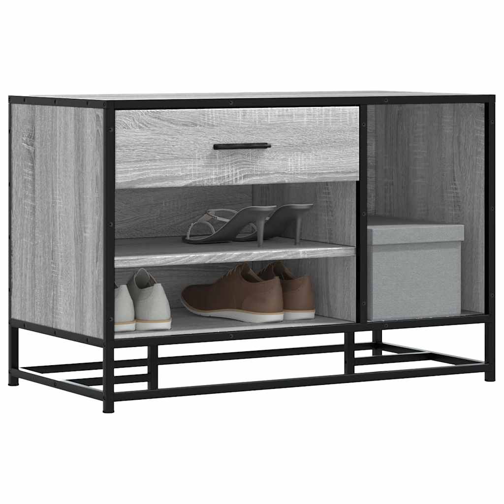 Shoe Bench Grey Sonoma 80x40x53.5 cm Wood Material and Metal