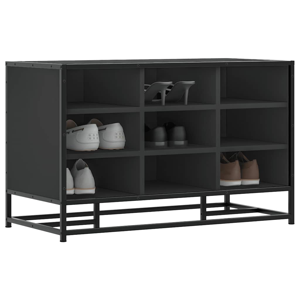 Shoe Bench Black 84x40x53.5 cm Wood Material and Metal