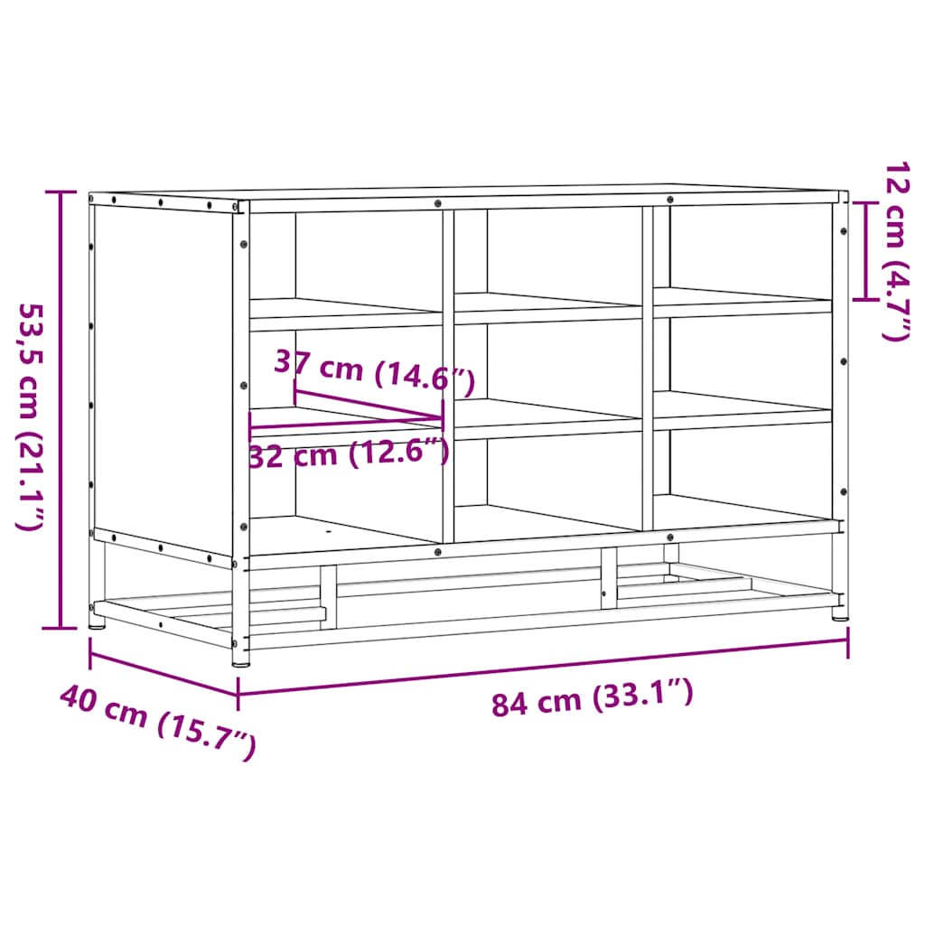 Schuhbank Sonoma-Eiche 84x40x53,5 cm Holzwerkstoff und Metall