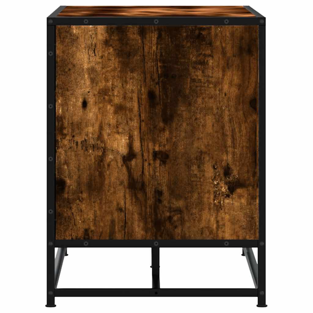 Shoe bench smoked oak 84x40x53.5 cm wood material and metal