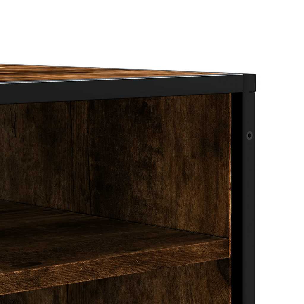 Shoe bench smoked oak 84x40x53.5 cm wood material and metal