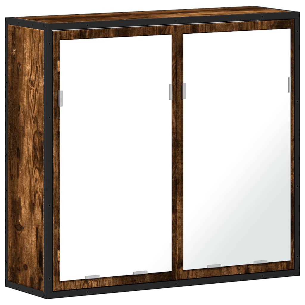 Bathroom mirror cabinet smoked oak 65x20x60 cm wood material