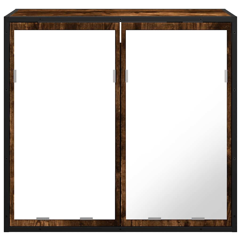 Bathroom mirror cabinet smoked oak 65x20x60 cm wood material