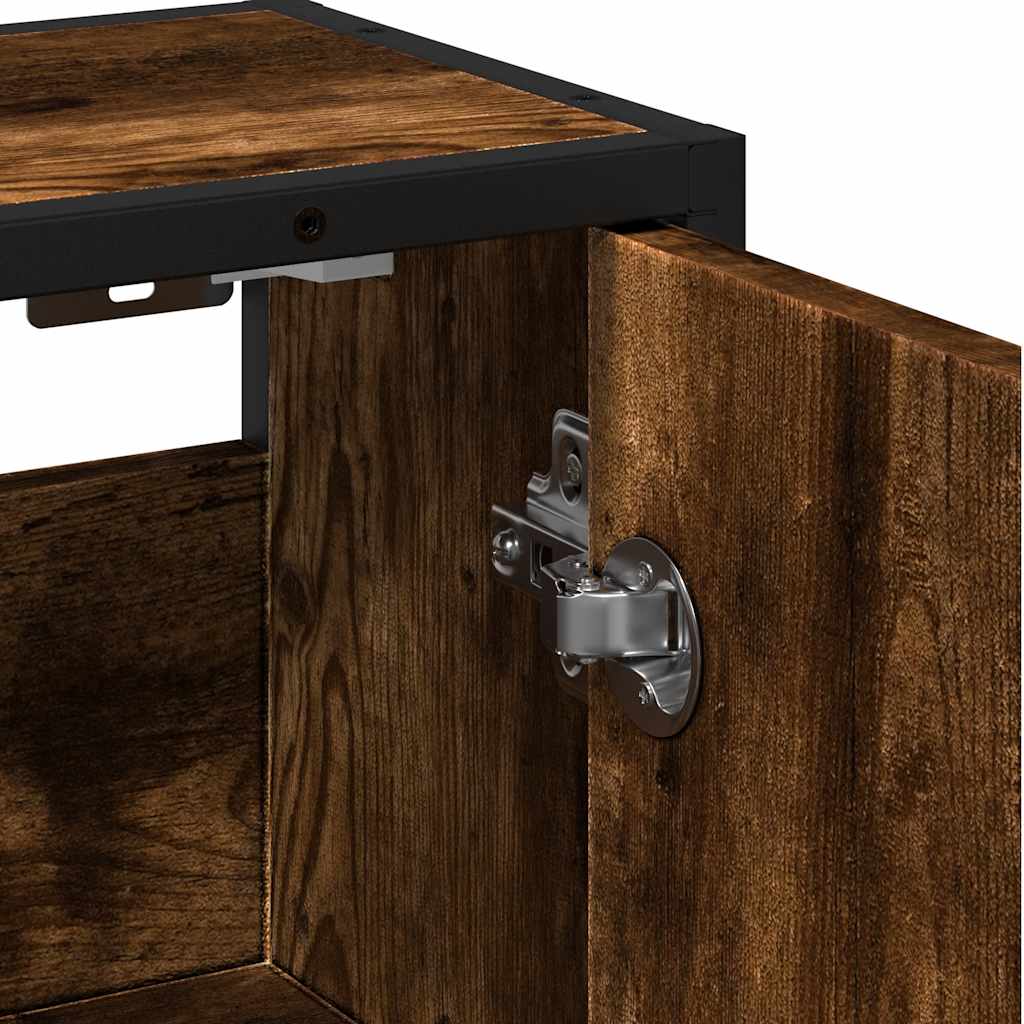 Bathroom mirror cabinet smoked oak 65x20x60 cm wood material