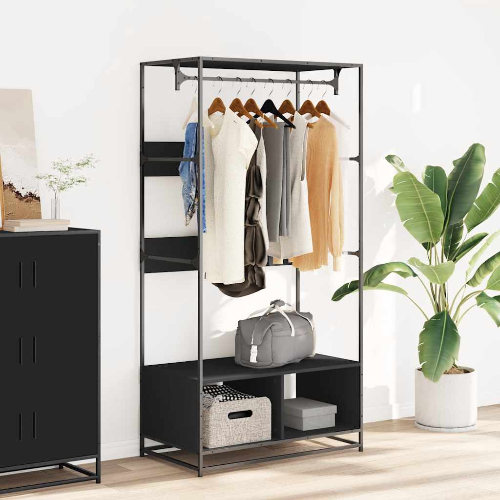 Clothes Rack Black 90x50x180 cm Wood Material