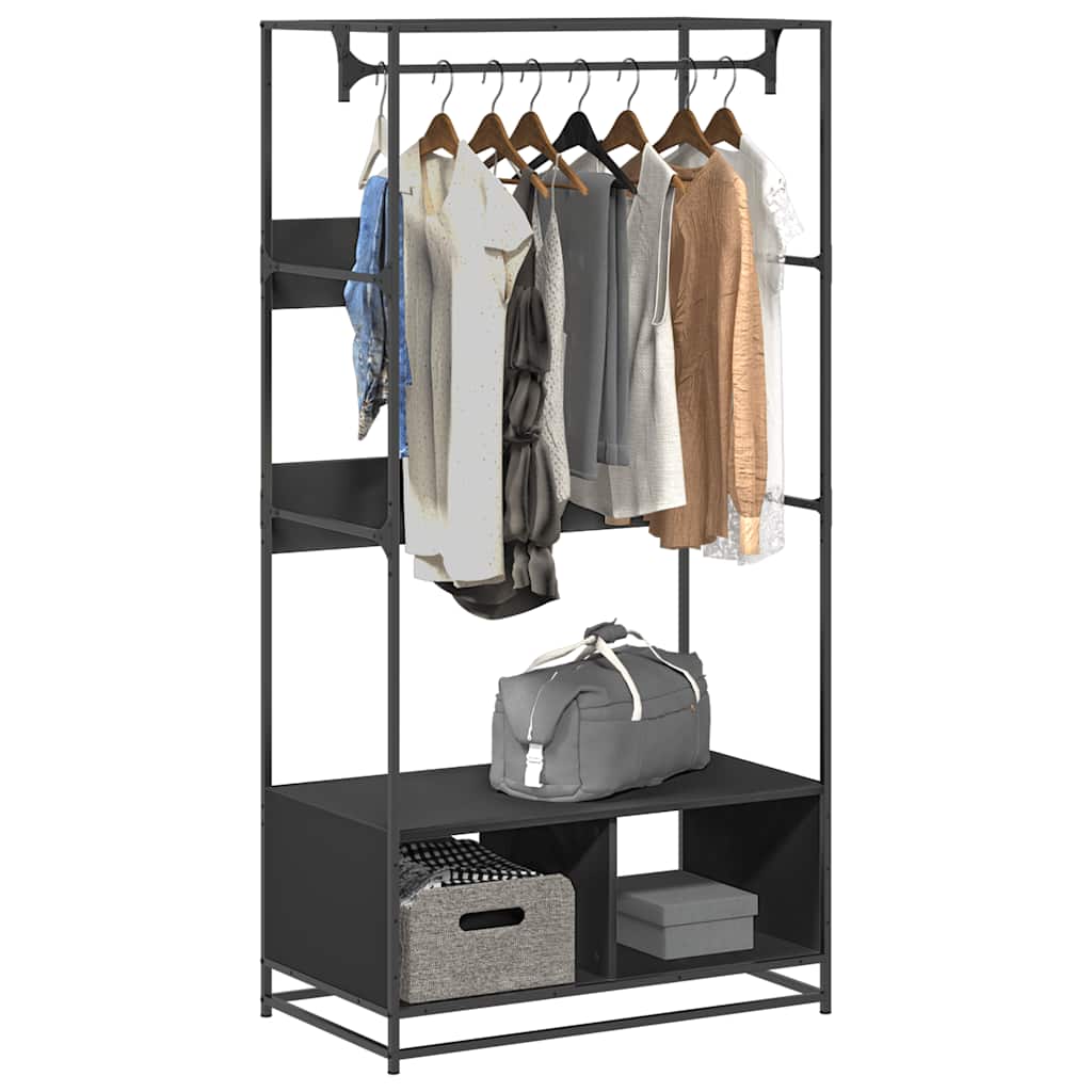 Clothes Rack Black 90x50x180 cm Wood Material