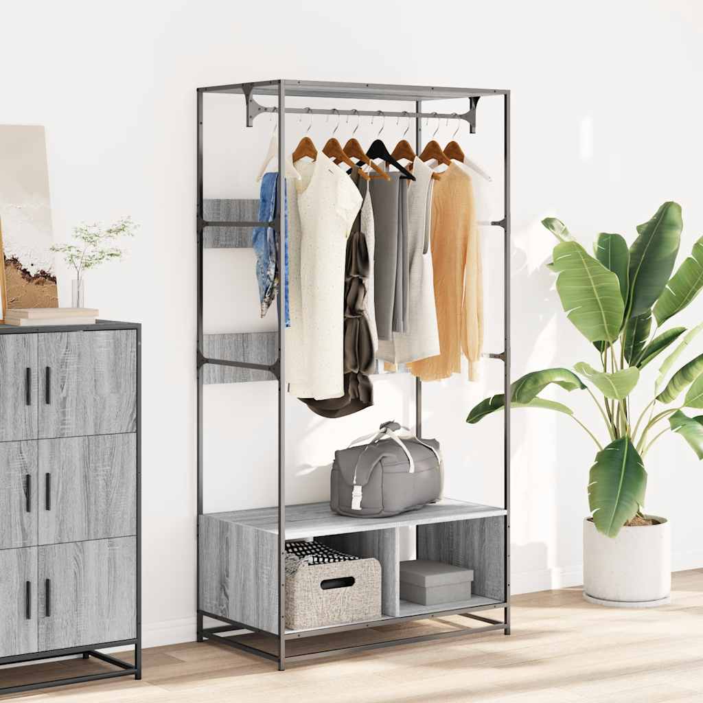 Clothes Rack Grey Sonoma 90x50x180 cm Wood Material