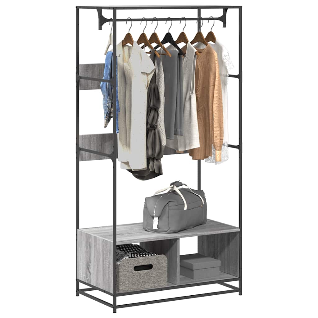 Clothes Rack Grey Sonoma 90x50x180 cm Wood Material